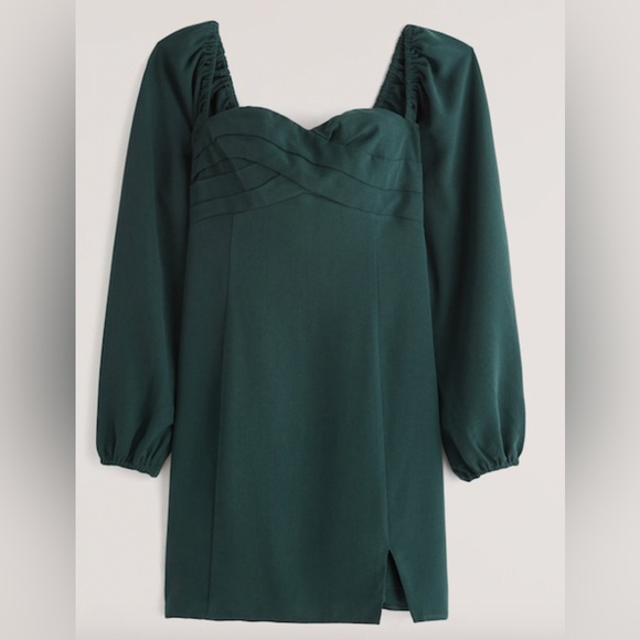 Abercrombie Emerald Green puff sleeve mini dress Large - Picture 1 of 6